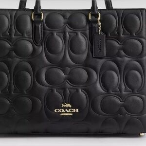Coach Black Signature Embossed Tote